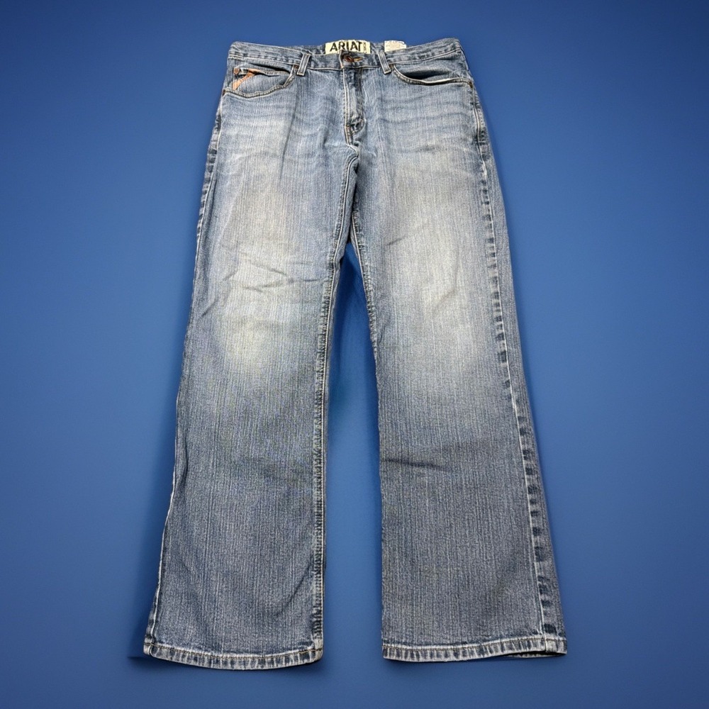 Ariat FR M4 Men's 33x32 FITS 34x31 Low Rise Boot Cut Blue‎ Denim Jean